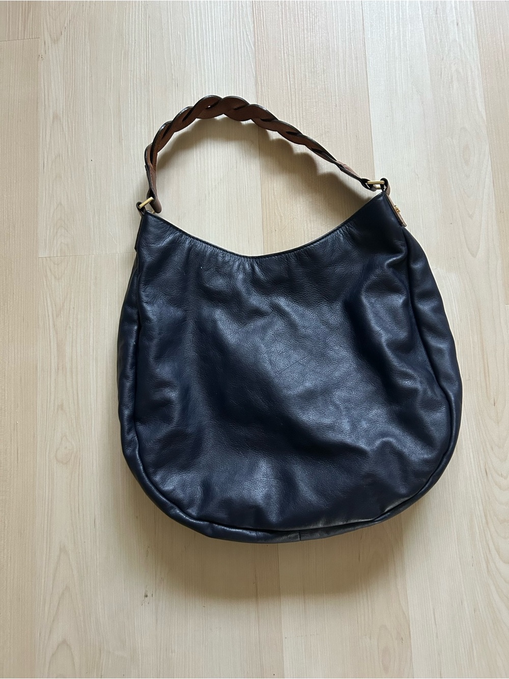Boden Navy Hobo Bag with Braided Brown Strap